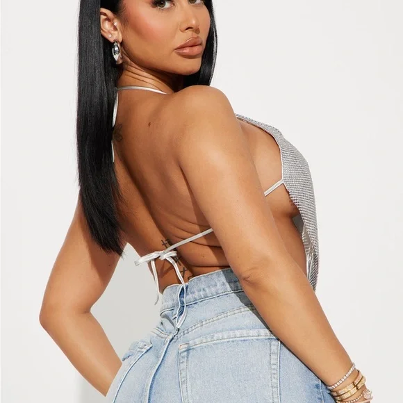 Silver Rhinestone Chain Top - Picture 3 of 5